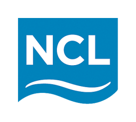Blue logo with NCL text and a wave design